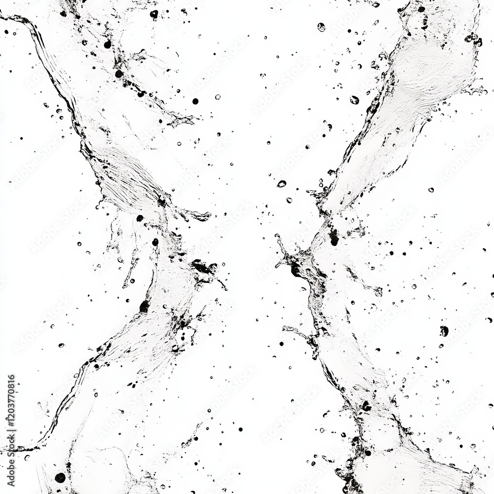 Obraz premium Dynamic Water Splashes Isolated on White Background, Fluid Motion, Freshness, Purity, Nature, Minimalist Design