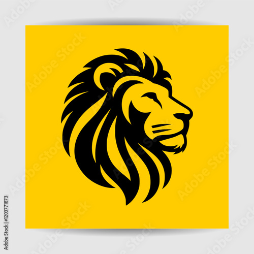 Elegant Black Lion Head Logo Facing Sideways