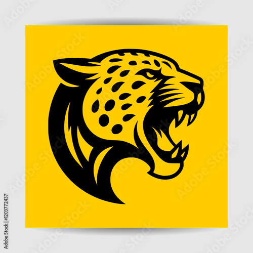Fierce Jaguar Head Logo in Black Silhouette
