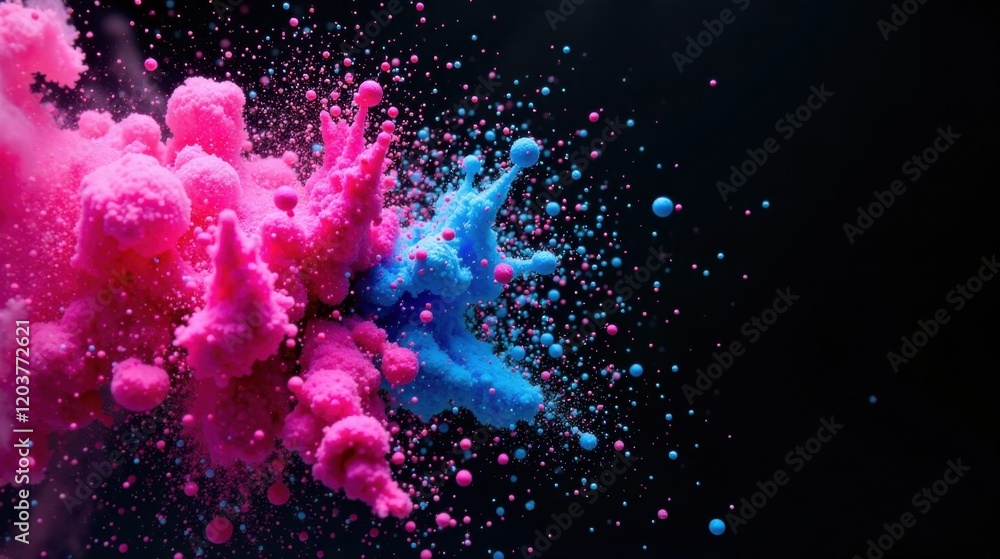 Vibrant Pink and Blue Ink Exploding in a Dramatic Splash of Color, Creating a Stunning Visual Symphony of Hues and Textures Vibrant Pink and Blue Ink Exploding in a Dramatic Splash of Color, Creating a Stunning Visual Symphony of Hues and Textures
