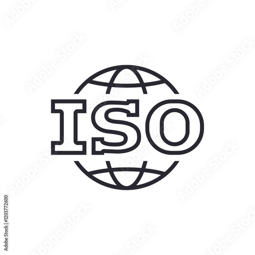 ISO line icon. Simple outline style. Certified, certificate, mark, quality, symbol, management, stamp, standard, approved concept. Vector illustration isolated. SVG