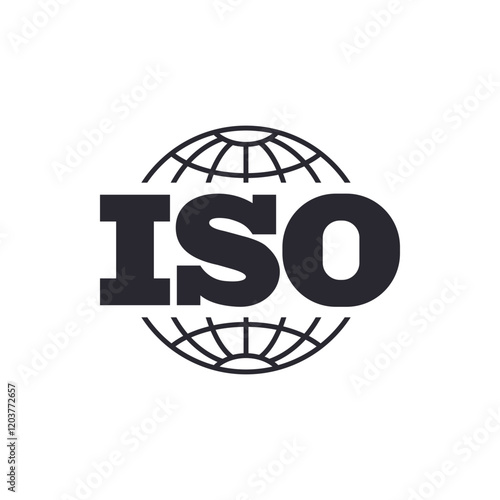 ISO glyph icon. Simple solid style. Certified, certificate, mark, quality, symbol, management, stamp, standard, approved concept. Vector illustration isolated. SVG