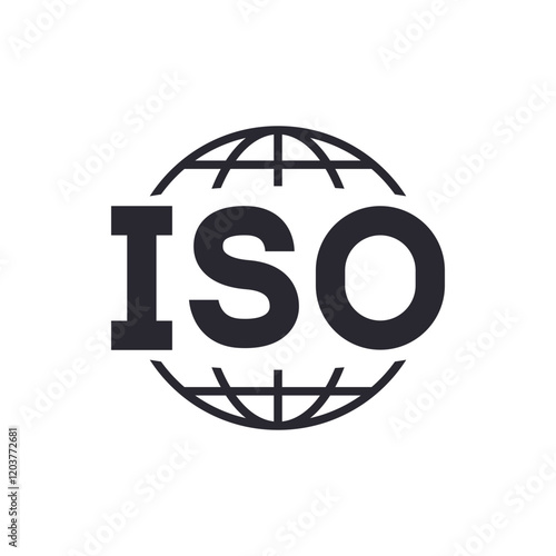 ISO glyph icon. Simple solid style. Certified, certificate, mark, quality, symbol, management, stamp, standard, approved concept. Vector illustration isolated. SVG