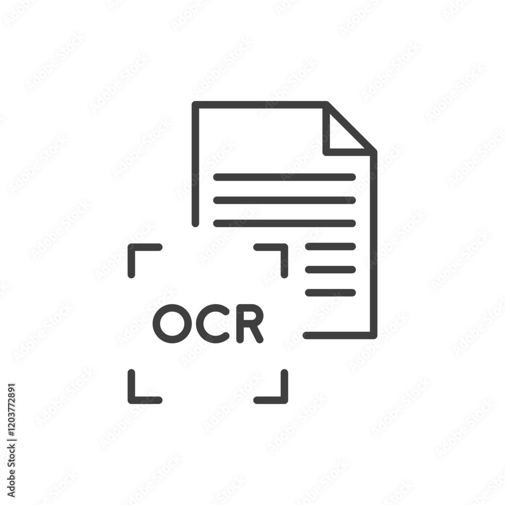 Optical character recognition icon. Simple outline style. OCR, text, image, type, machine, encoded, digital, document scan symbol concept. Vector illustration isolated. SVG Optical character recognition icon. Simple outline style. OCR, text, image, type, machine, encoded, digital, document scan symbol concept. Vector illustration isolated. SVG