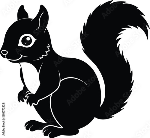 A cute baby Squirrel silhouette illustration