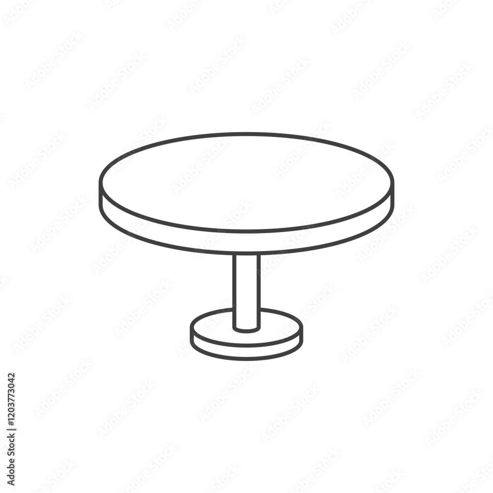 Circle table icon. Simple outline style. Round, pictogram, furniture, office, sign, conference, meeting, web, symbol, interior concept. Vector design illustration isolated. SVG Circle table icon. Simple outline style. Round, pictogram, furniture, office, sign, conference, meeting, web, symbol, interior concept. Vector design illustration isolated. SVG
