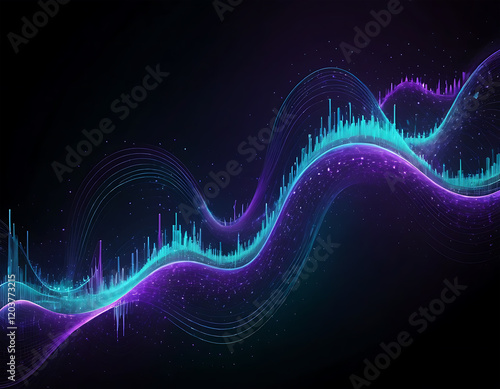 Abstract Neon Waves Data Visualization Purple Blue Glow