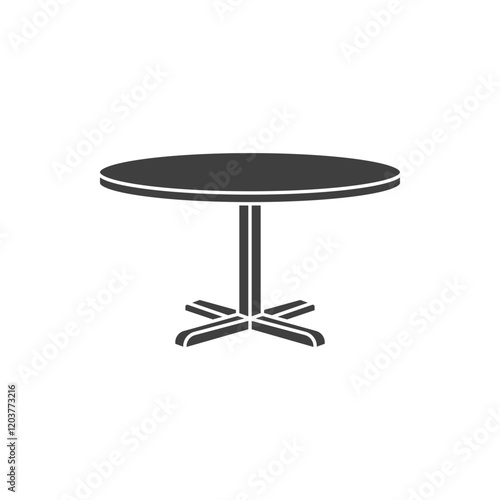 Circle table icon. Simple solid style. Round, pictogram, furniture, office, sign, conference, meeting, web, symbol, interior concept. Vector design illustration isolated. SVG