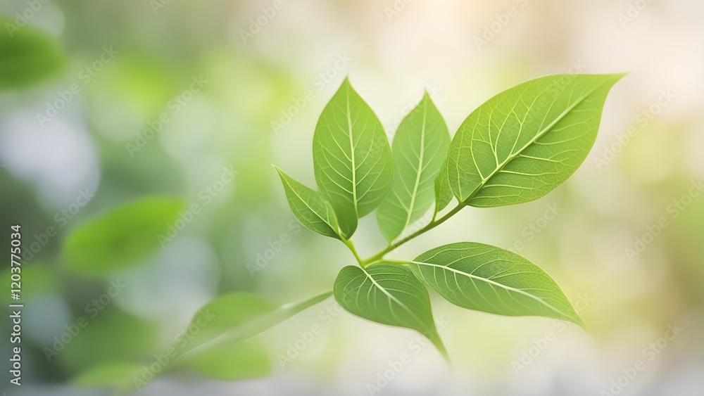 Close-up of vibrant green leaves on a branch against a soft, blurred natural background. Close-up of vibrant green leaves on a branch against a soft, blurred natural background.