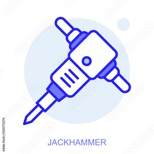 Industrial web icon in line style for web and mobile app. Symbol of a Jackhammer. Vector illustration