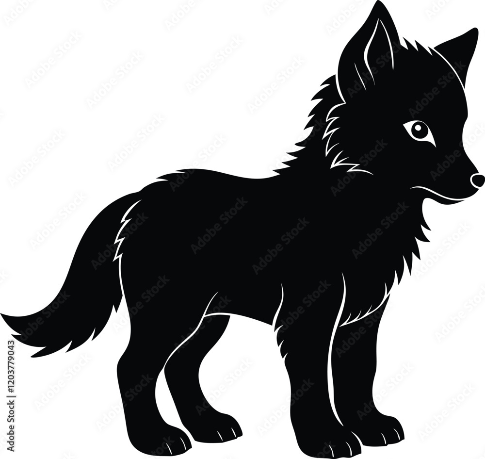 A cute baby Wolf a silhouette illustration A cute baby Wolf a silhouette illustration