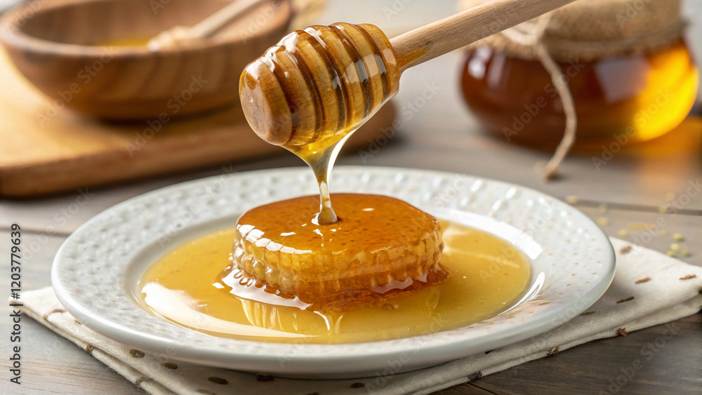 honey dripping from a honey dipper honey dripping from a honey dipper