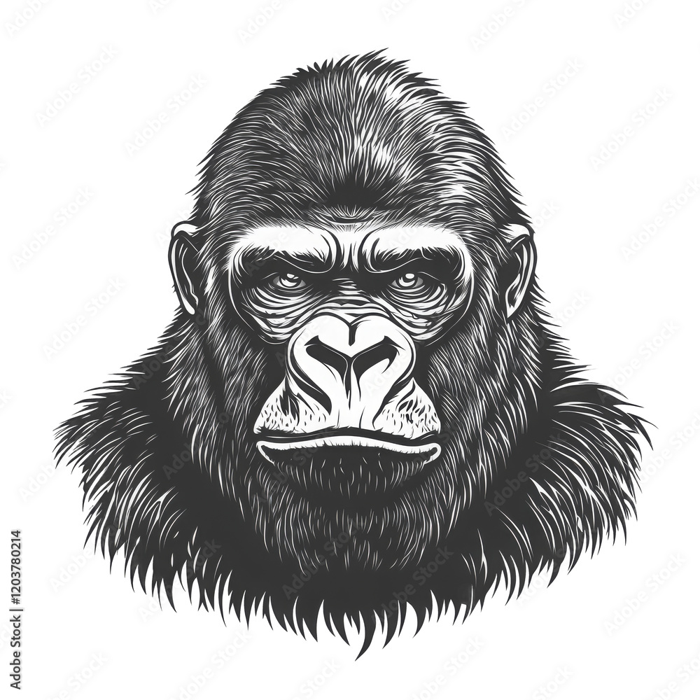 Fototapeta premium Big gorilla looking isolated on white