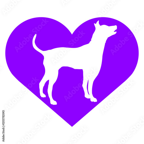 Large Dog Heart Love Symbol Silhouette Outline Fun Design Lover Art Vector Illustration Card T-Shirt Poster Sticker Graphic Print Decorative Drawing Isolated Logo Decoration Symbol Creative Cool Style