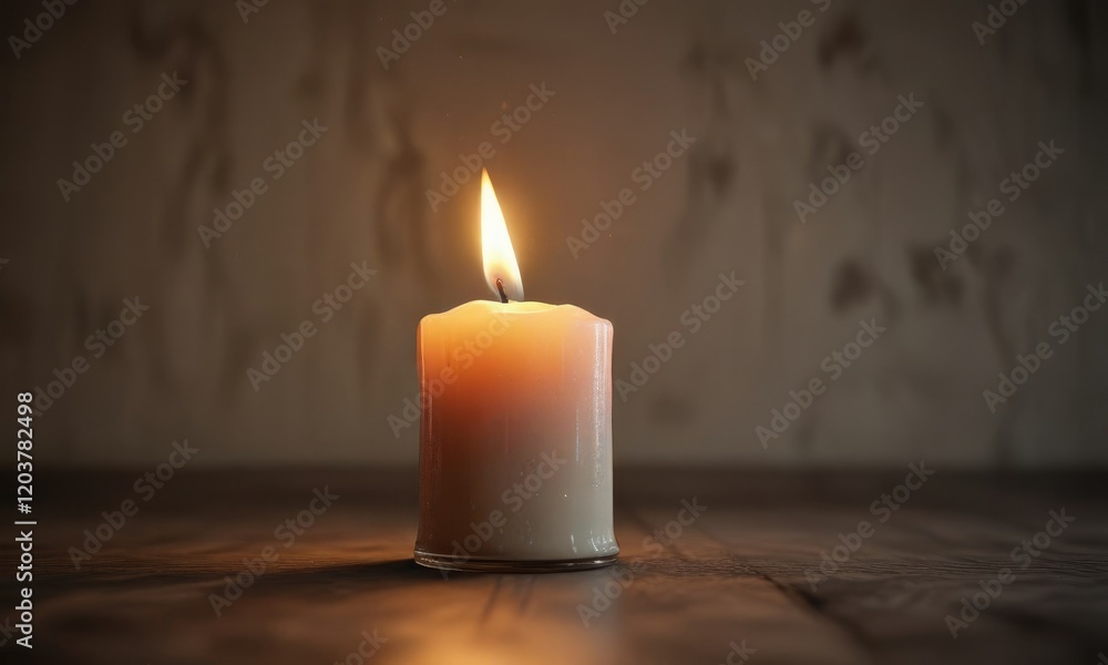 A solitary candle flame in a vast, empty space , soft illumination , darkness A solitary candle flame in a vast, empty space , soft illumination , darkness