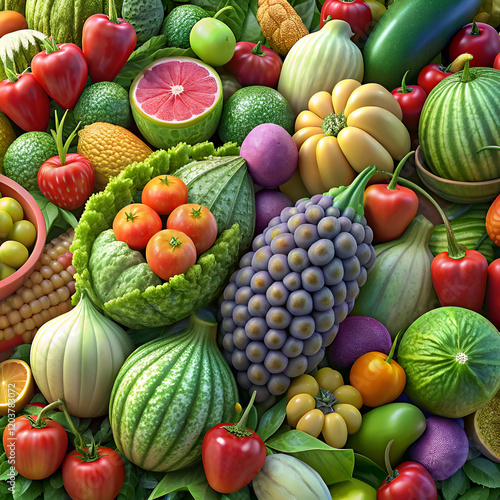 Wallpaper Mural A vibrant collection of colorful fruits and vegetables. Torontodigital.ca