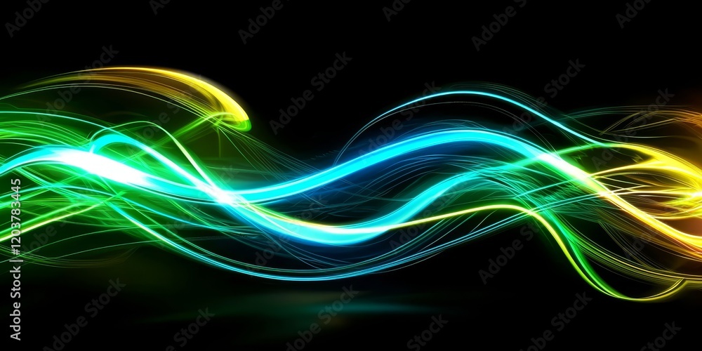 Naklejka premium Futuristic neon light streams creating a dynamic display.