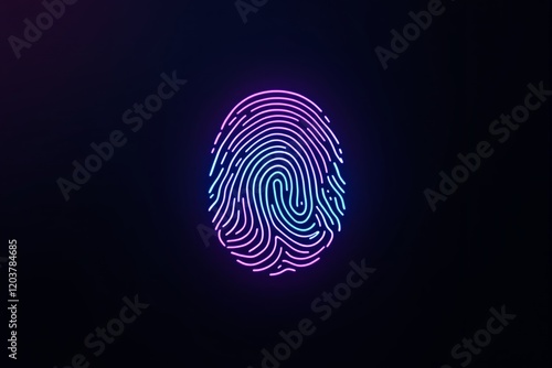 Wallpaper Mural Neon fingerprint glowing in vibrant pink and blue hues on a dark background. Torontodigital.ca