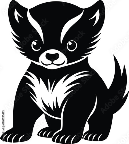 A cute baby Wolverine a silhouette illustration.