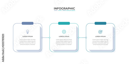 3 Steps Infographics Design Template - Graph, Pie chart, workflow layout, squire diagram, brochure, report, presentation, web design. Editable Vector illustration