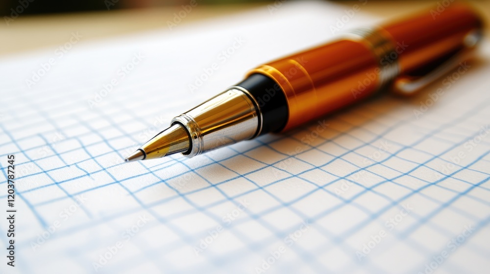 A fine-tipped pen drawing a perfect line on a blank sheet of paper. A fine-tipped pen drawing a perfect line on a blank sheet of paper.