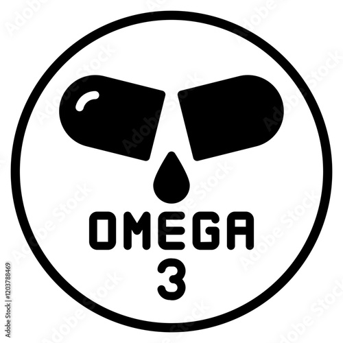 omega 3 glyph icon