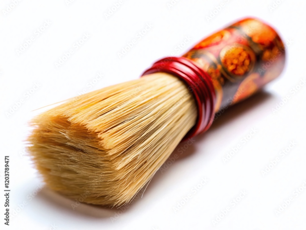 Fototapeta premium Macro Close-up of Chinese Calligraphy Brush on White Background - High-Resolution Stock Photo