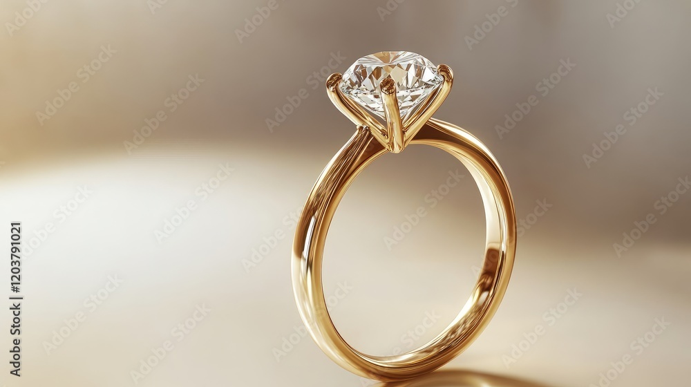 A luxurious diamond ring set against a soft beige background. A luxurious diamond ring set against a soft beige background.
