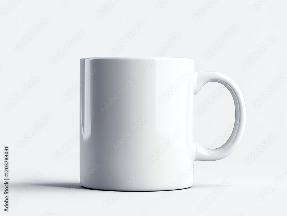 Obraz premium A coffee mug with a simple design, photorealistic, white ceramic, isolated on white background