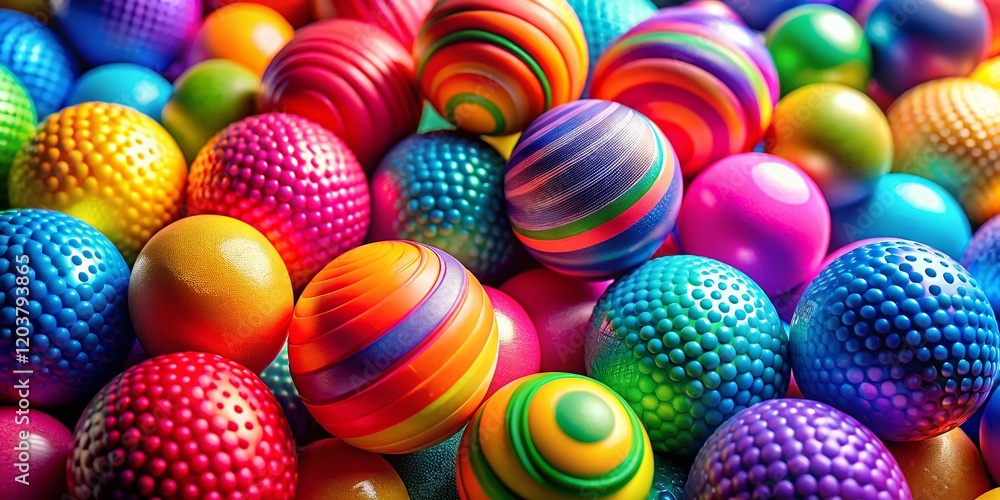 Fototapeta premium Macro Photography: Colorful Inflatable Rubber Balls Close-Up Texture
