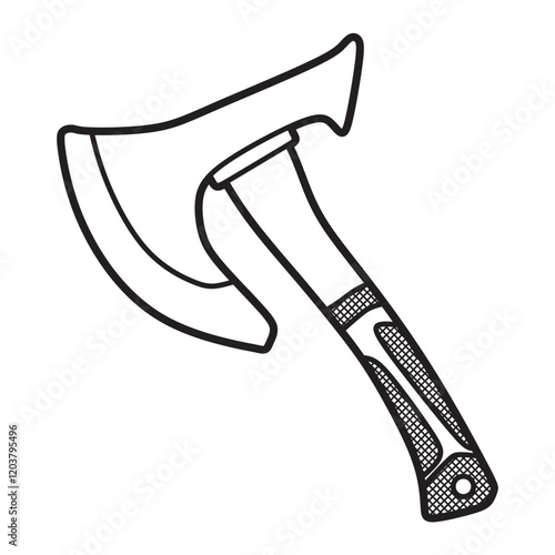 black and white vector, wide hand axe