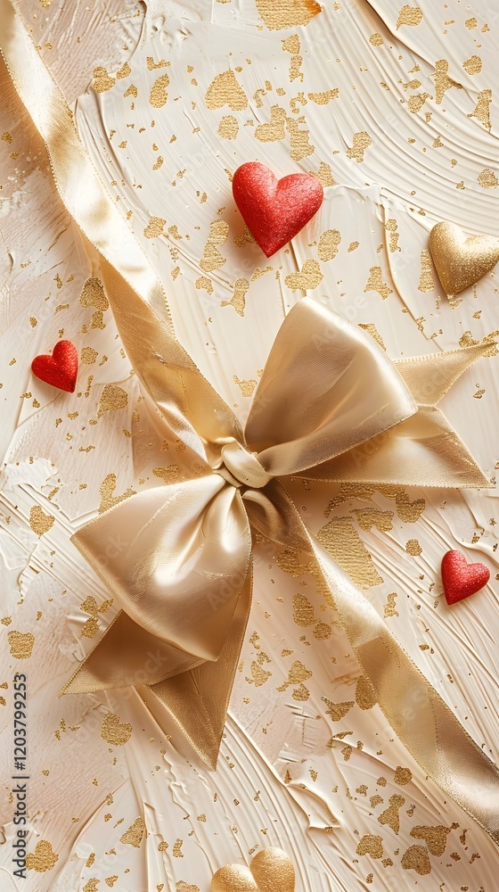 Elegant Cupid Themed Bow with Golden Accents on Luxurious Love Card Elegant Cupid Themed Bow with Golden Accents on Luxurious Love Card