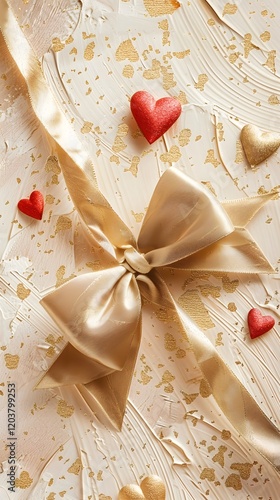 Elegant Cupid Themed Bow with Golden Accents on Luxurious Love Card