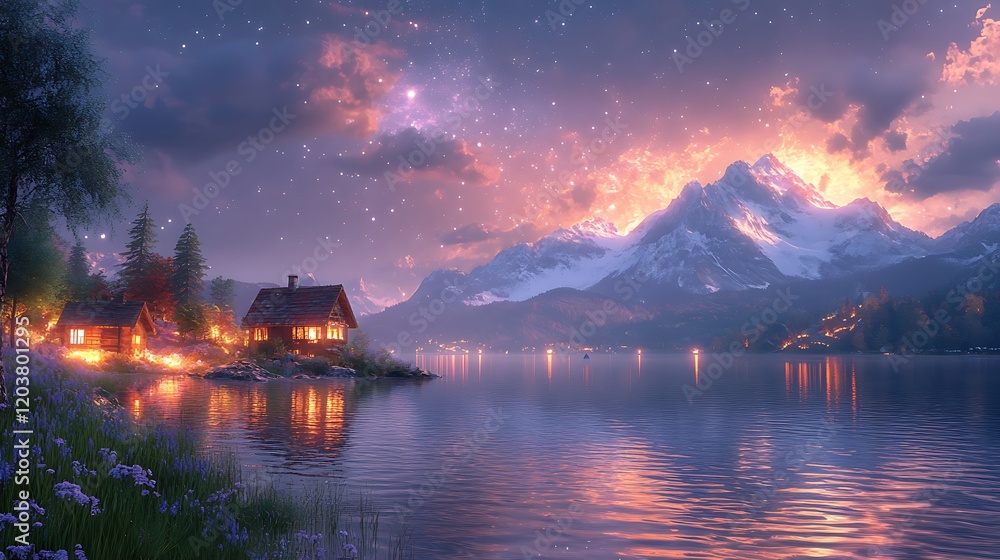Fototapeta premium Celestial Glow of Fiery Interstellar Clouds