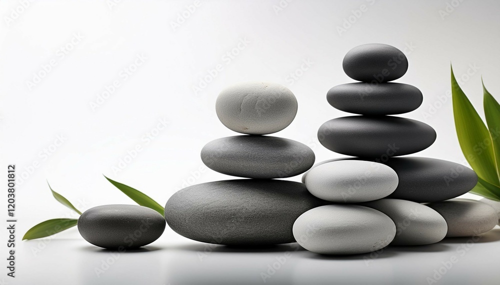 zen stones arranged on a white background creating a peaceful and meditative atmosphere wellness meditative background