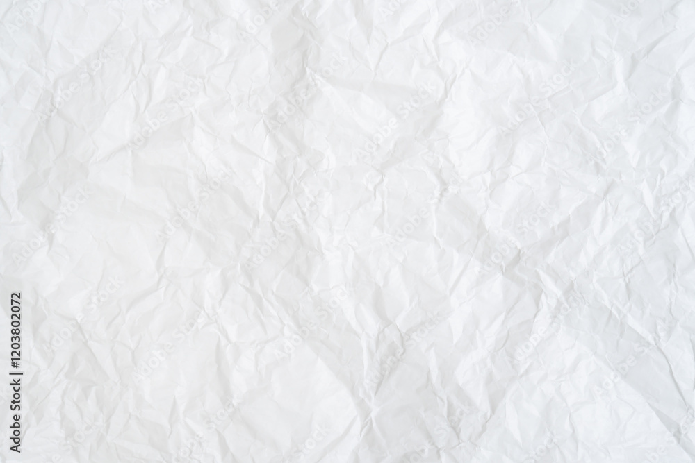 Top view and full frame of wrinkled or crumpled white paper texture used as crumpled white paper background texture in decorative art work Top view and full frame of wrinkled or crumpled white paper texture used as crumpled white paper background texture in decorative art work