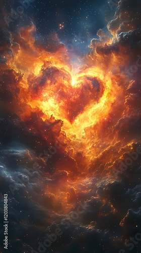 Celestial Flames Forming a Brilliant Heart photo