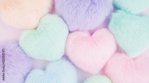 Soft Pastel Fluffy Hearts Romantic Background