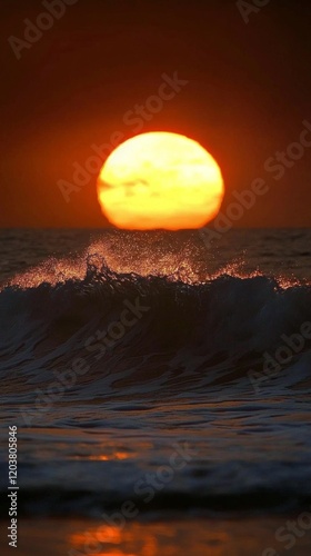 Breathtaking sunset over the serene beach and cliffs along the coastline