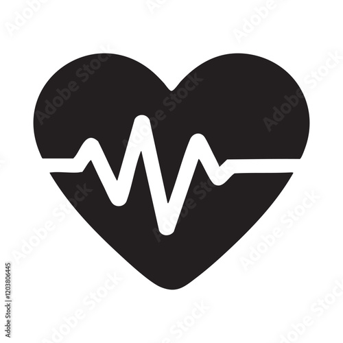  A contemporary heart icon featuring an EKG line running through it. This minimalist vector design is perfect for healthcare branding, cardiology, and wellness-focused content.

