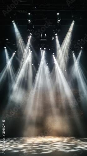 Lighting design creates dramatic atmosphere on a stage for a performance