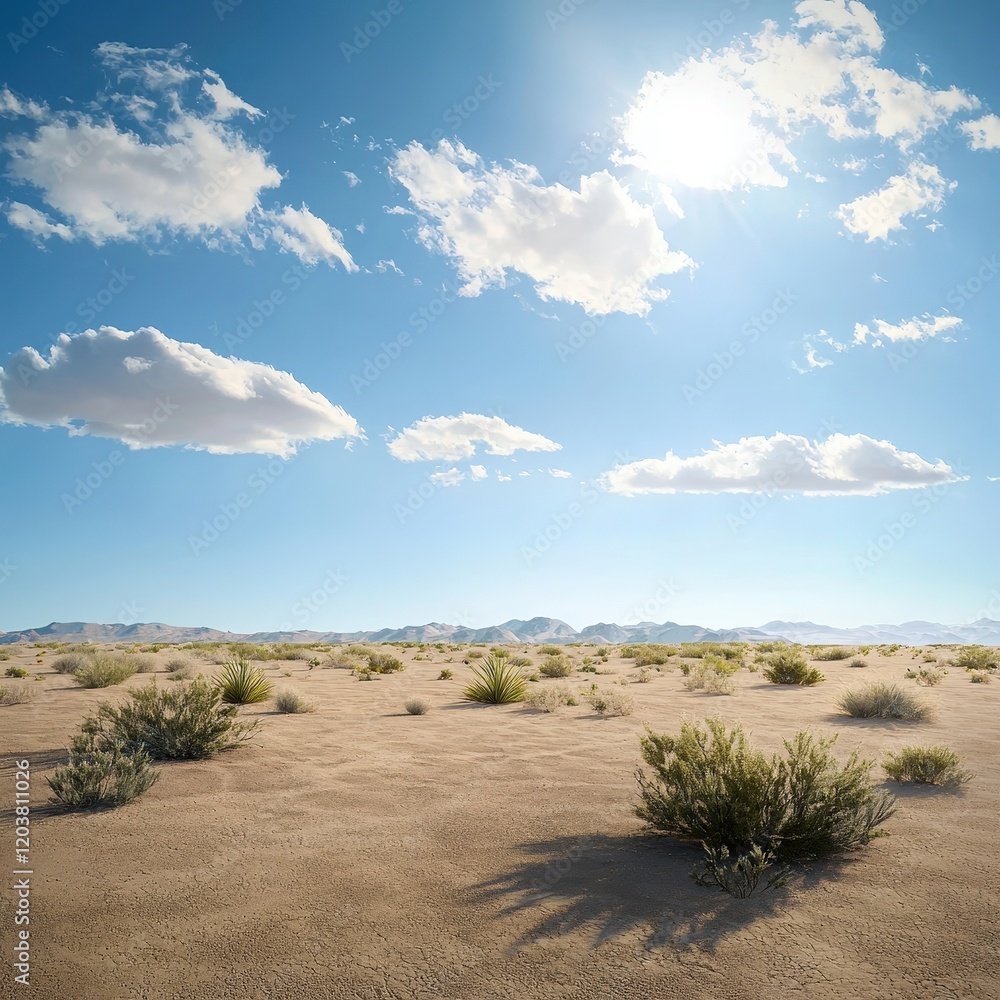 Vast Desert Landscape Under Clear Sky Vast Desert Landscape Under Clear Sky