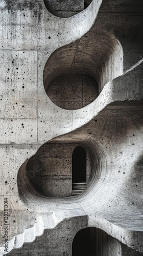 Stunning interior view of modern architecture featuring smooth curves and uni...
