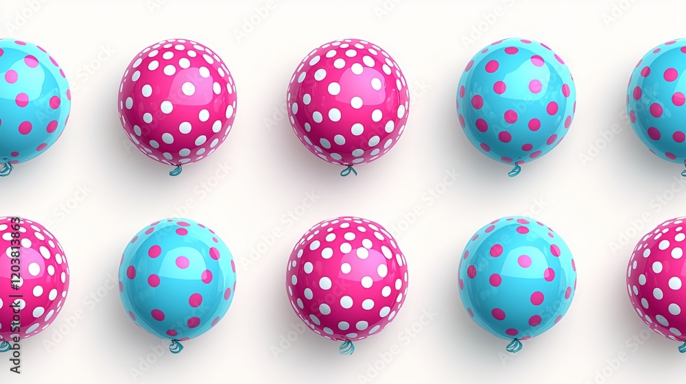 Pink and Blue Polka Dot Balloons Festive Party Background Pink and Blue Polka Dot Balloons Festive Party Background