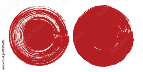 Set of  grunge circles shapes on a white background. Paint brush stamp collection. Grunge round shape. Vector trendy illustration.
