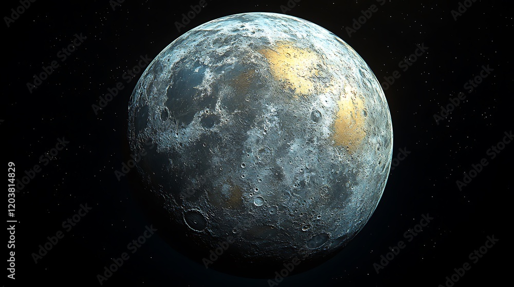 Naklejka premium Detailed View of Moon Surface and Craters