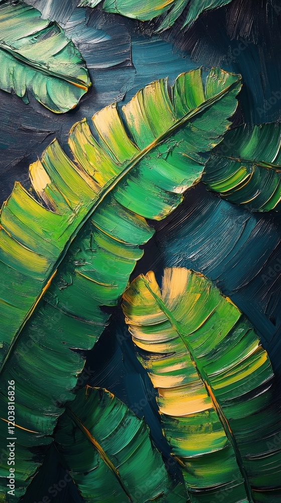 Naklejka premium Beautiful palm leaf in a lush garden under bright sunlight showcasing vibrant greenery