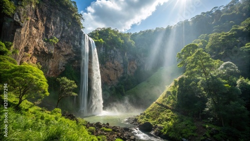 Majestic Minyon Falls Waterfall Cascading Down Lush Rainforest photo