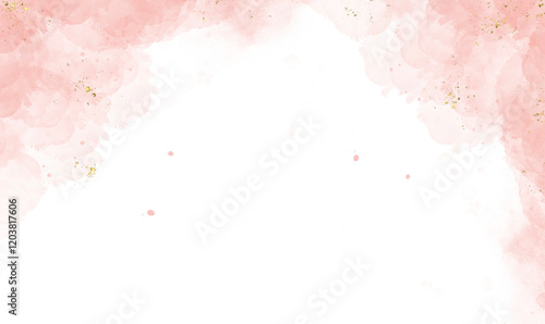 Pastel pink watercolor paint brush glitter gold with golden , dots and stains. Pastel marble alcohol ink drawing effect. pink texture design element for wedding invitation.