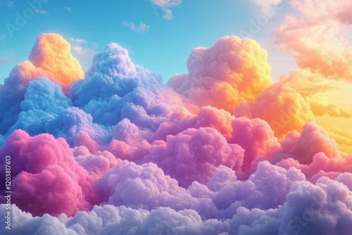 Colorful clouds display vibrant hues during sunset over a serene landscape